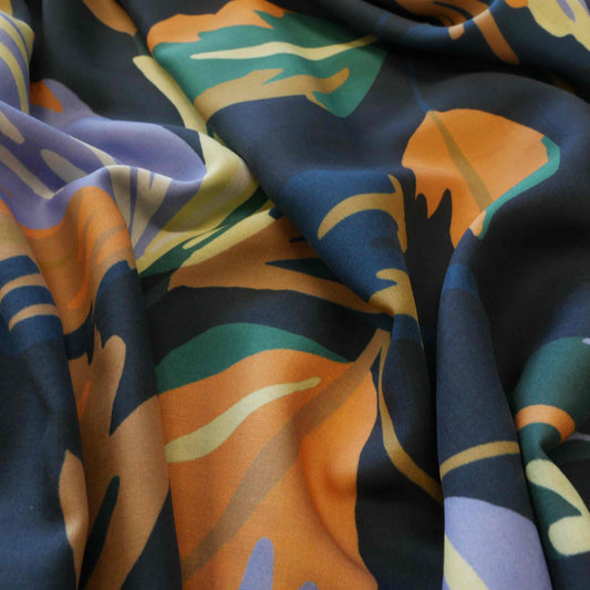 Viscose Challis - Artsy Leaf