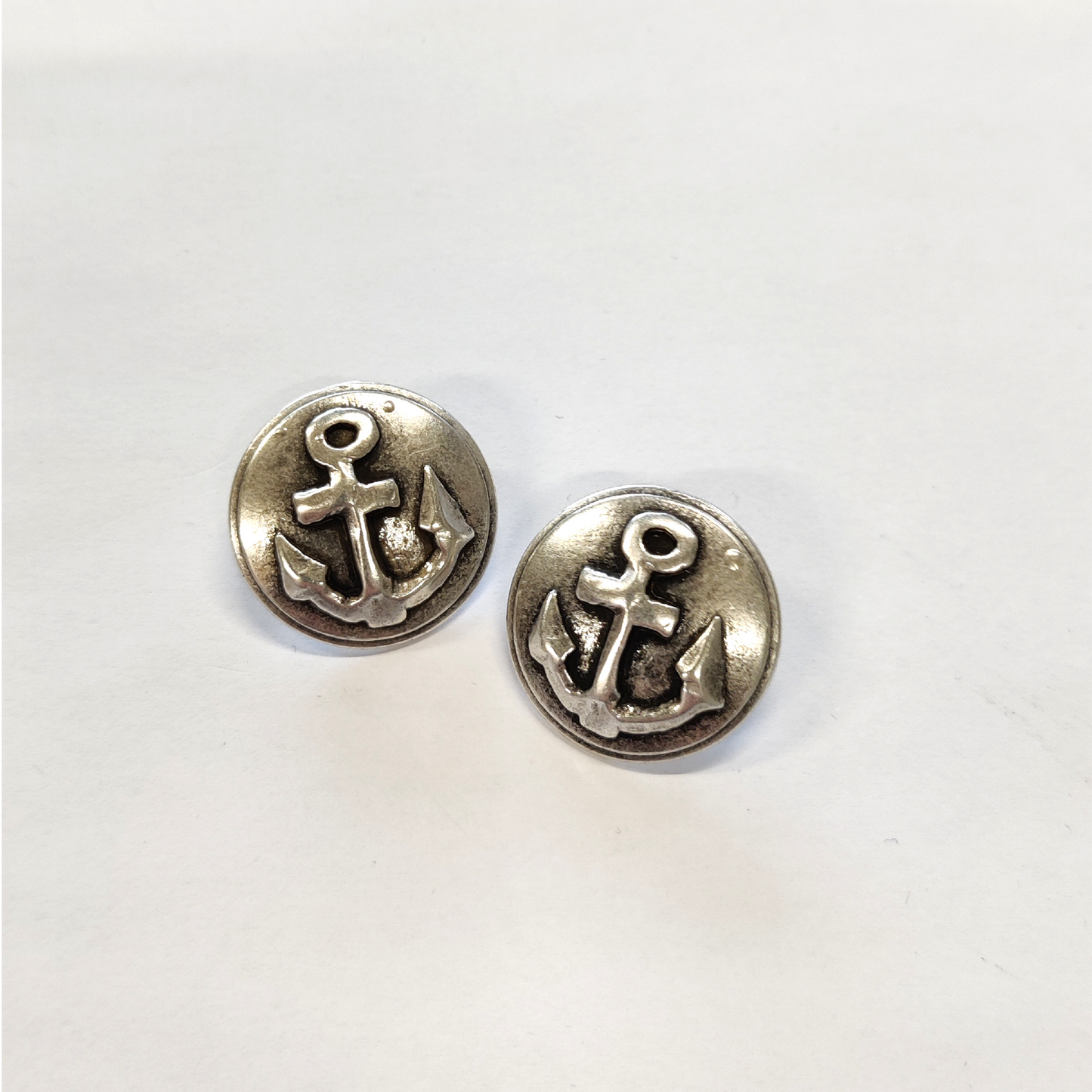 Silver Metal Anchor Buttons - 23mm (#B29)