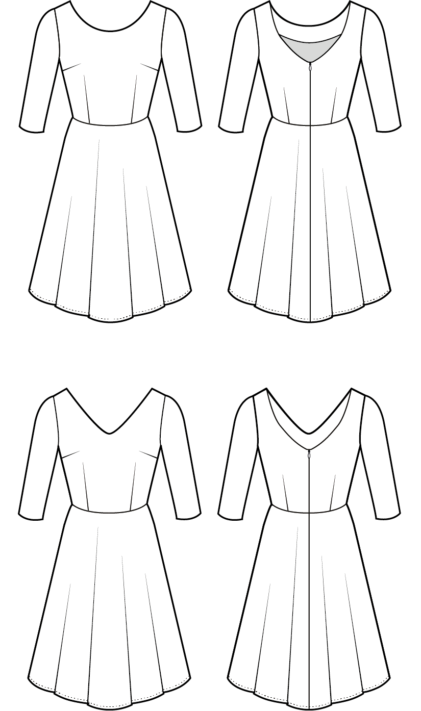 Betty Dress Add-On Pack PDF - Sleeves and Necklines
