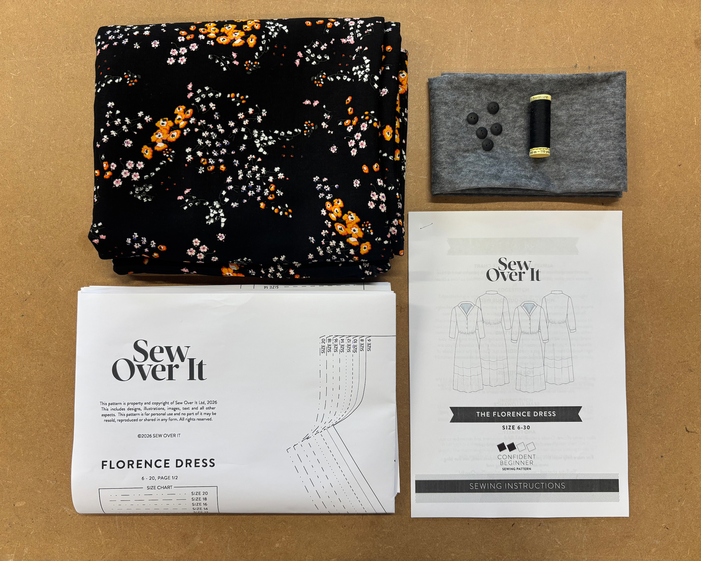 Florence Dress Kit - Midnight Posies