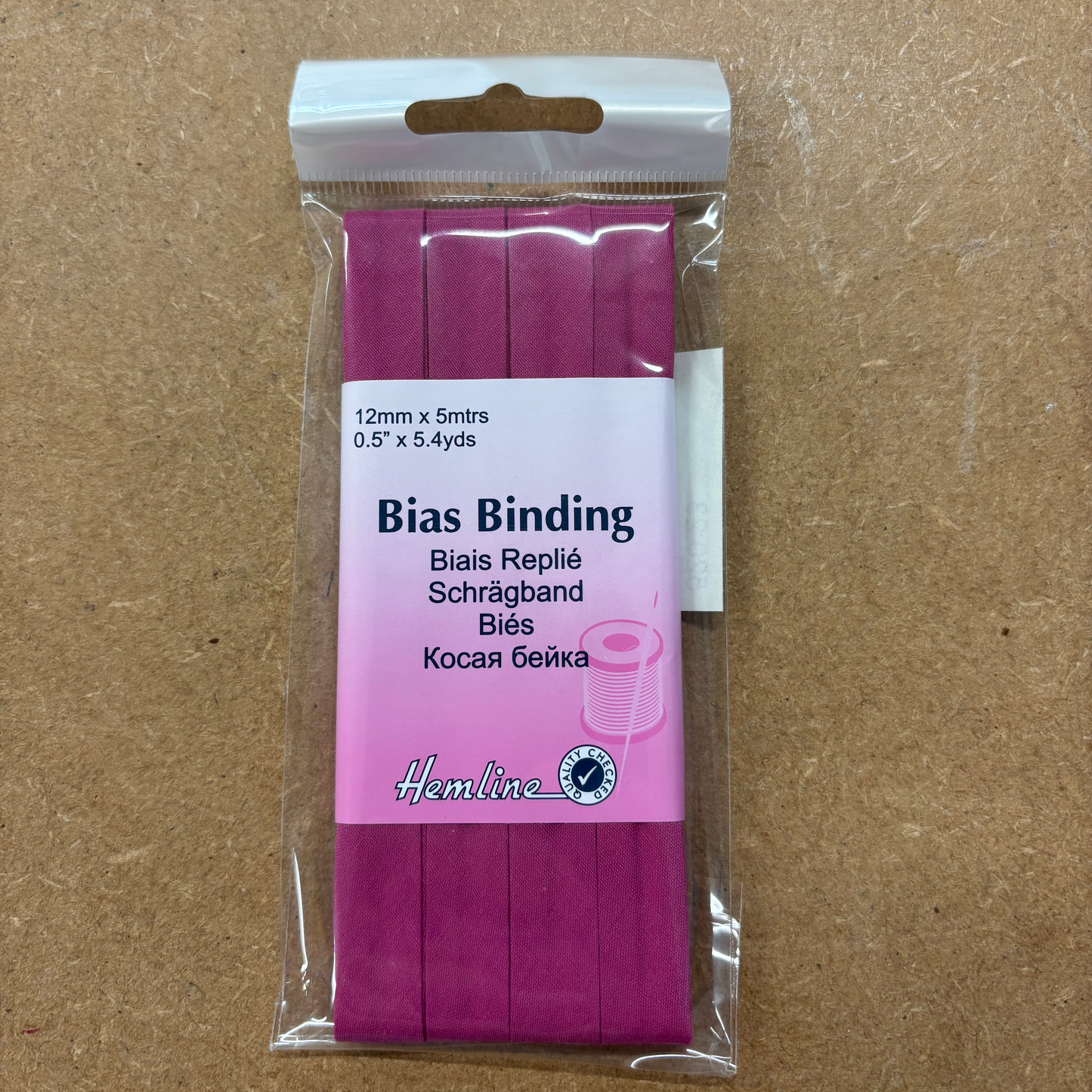 Cerise Bias Binding - 12mm