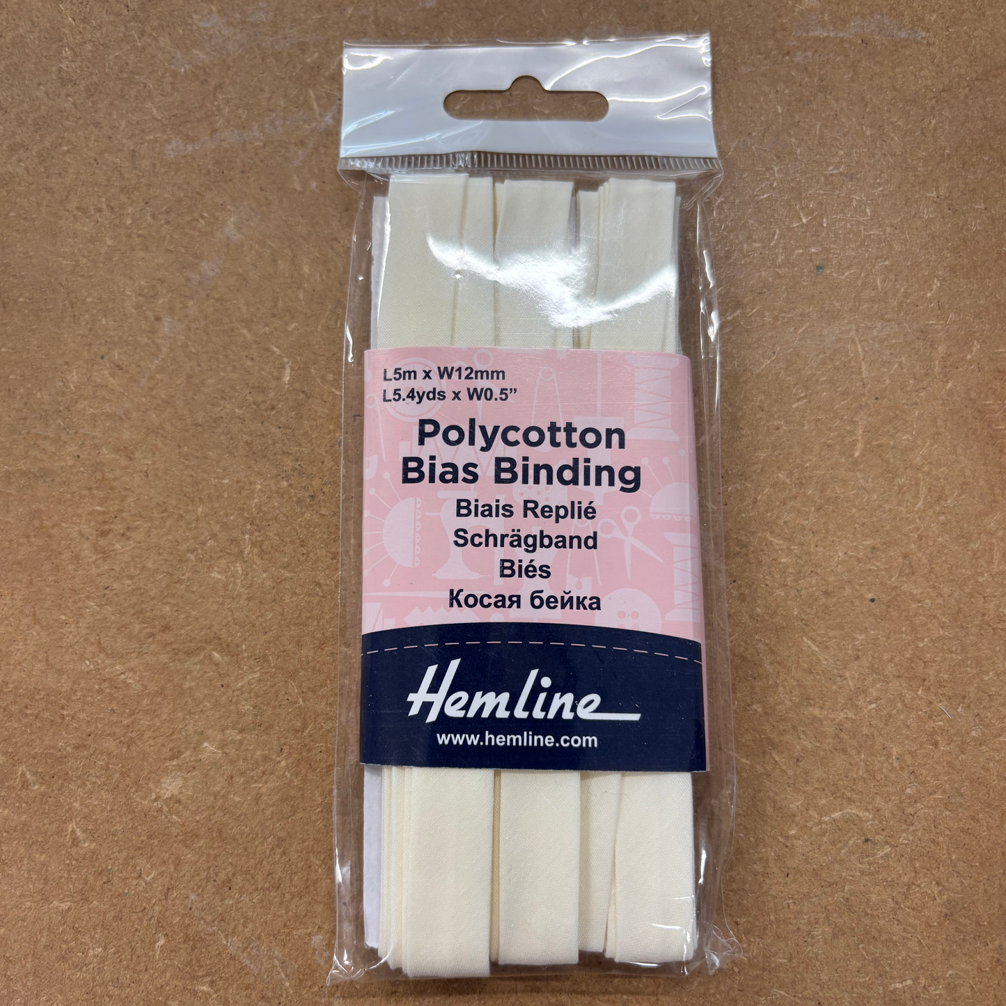 Cream Bias Binding - 12mm