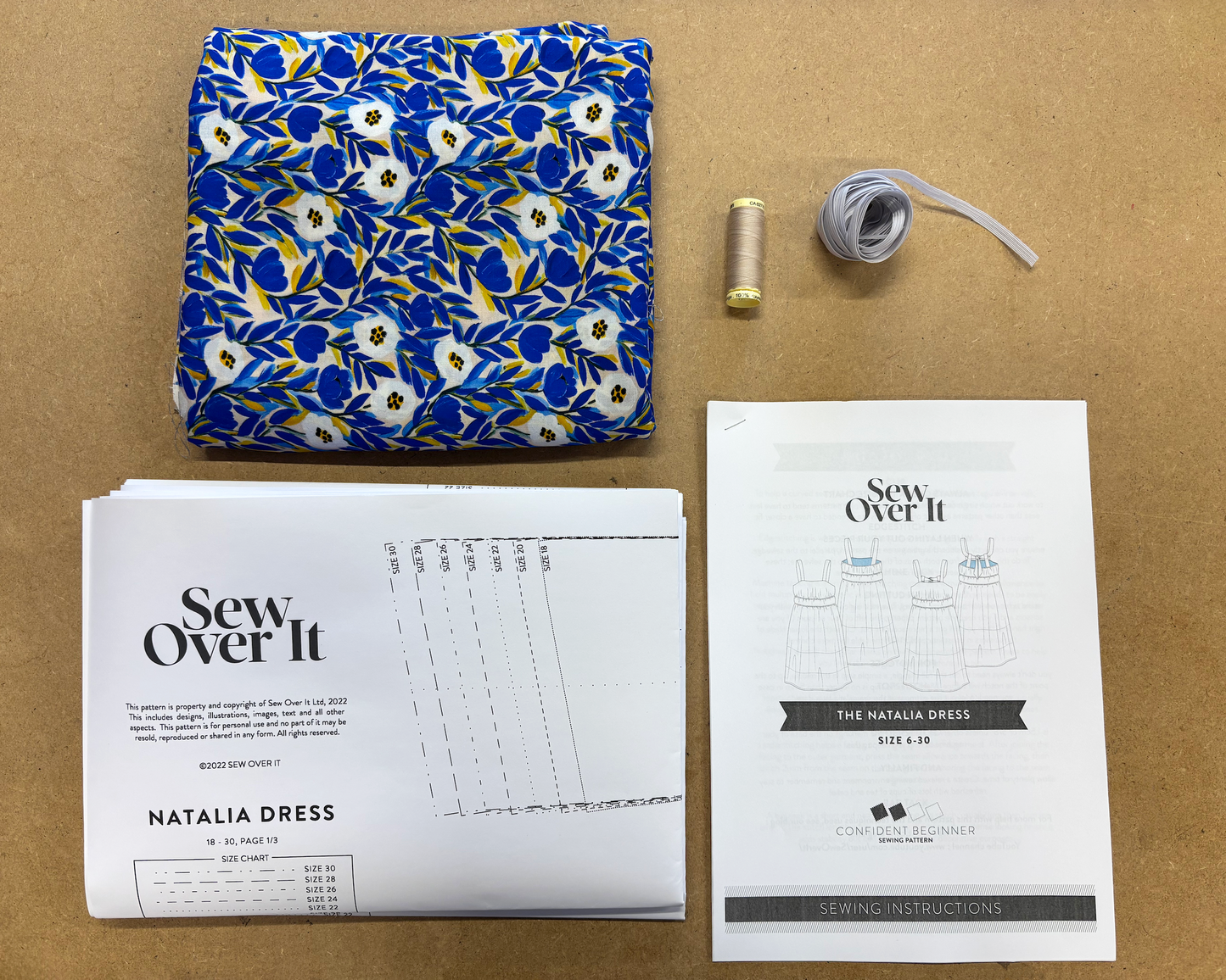 Natalia Dress Kit - Cobalt Meadow Viscose Lawn