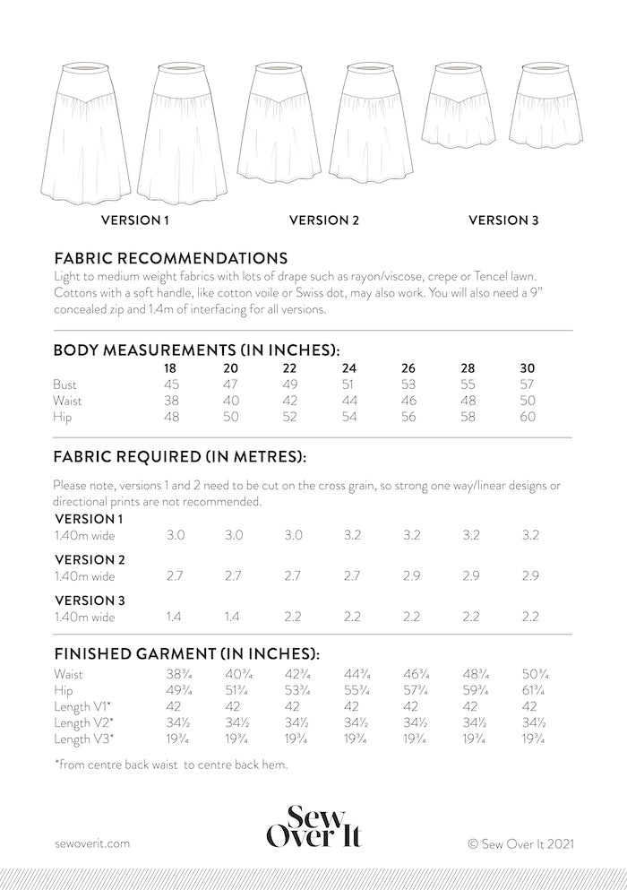 Niamh Skirt PDF Sewing Pattern