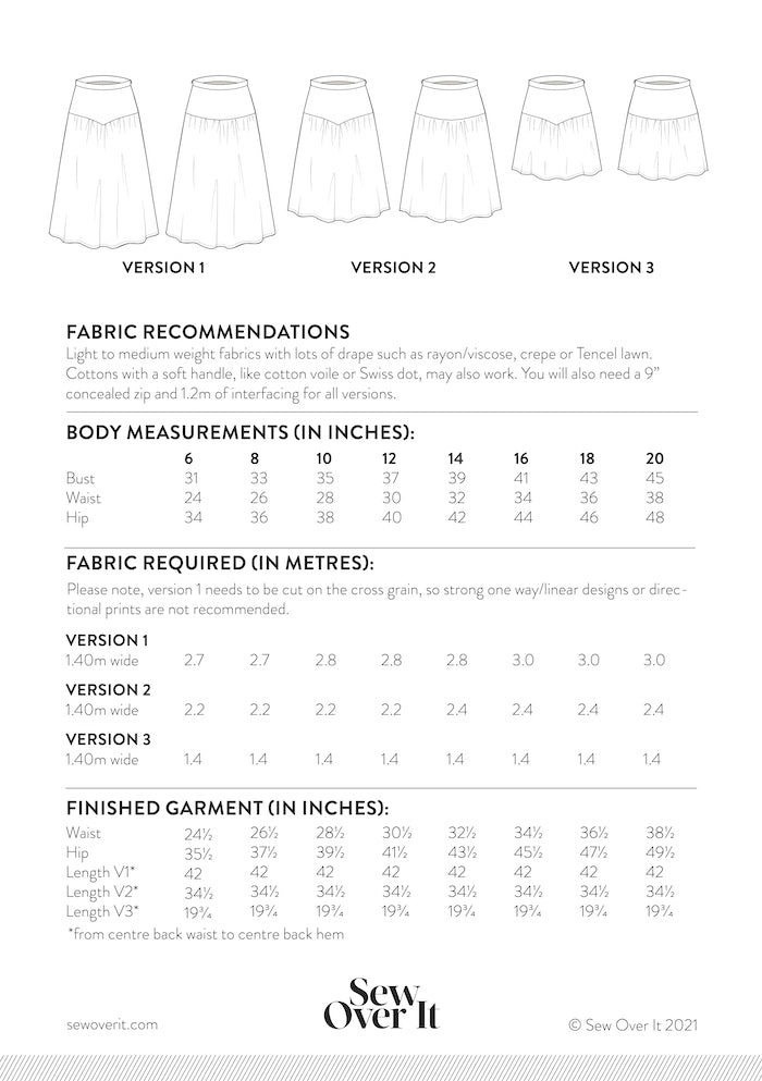 Niamh Skirt PDF Sewing Pattern