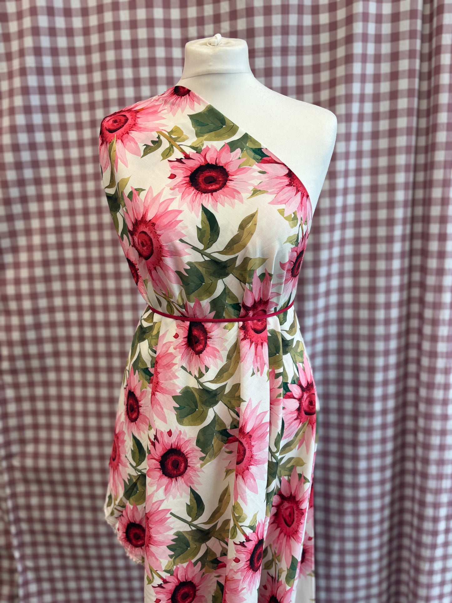 Pink Sunflowers Viscose Challis