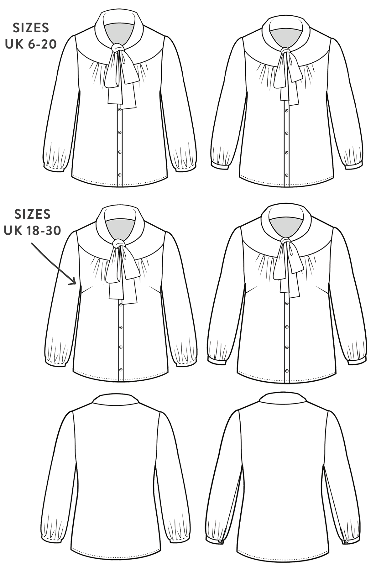 Pussy Bow Blouse Add-On Pack PDF Sewing Pattern