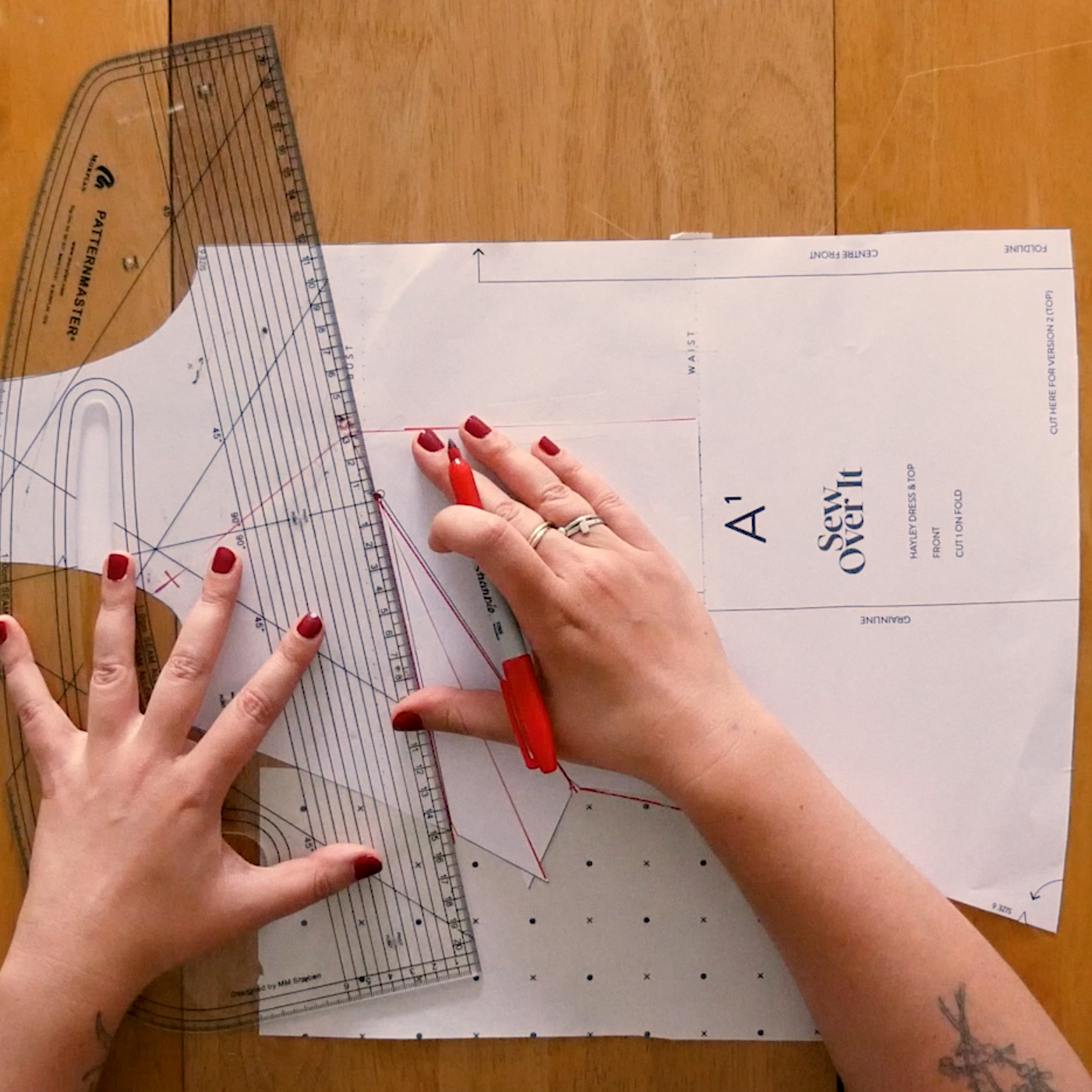 How to do a small bust adjustment on a pattern without a waist seam