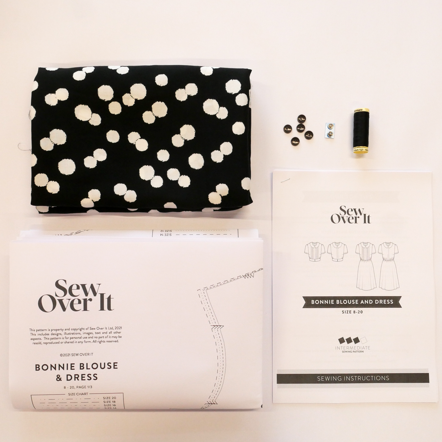 Bonnie Blouse Kit - Inky Spot Viscose