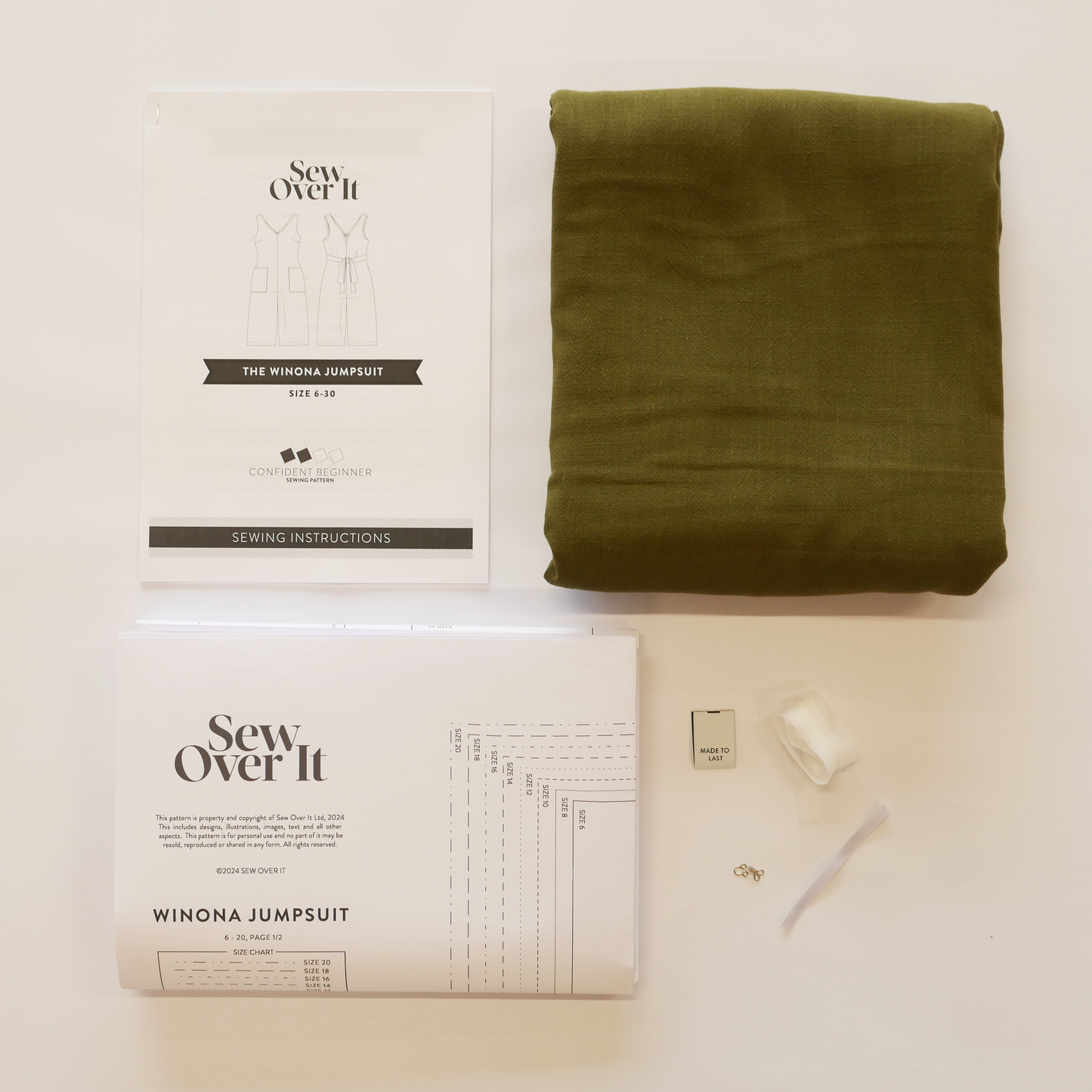Winona Jumpsuit Kit - Khaki Viscose Linen
