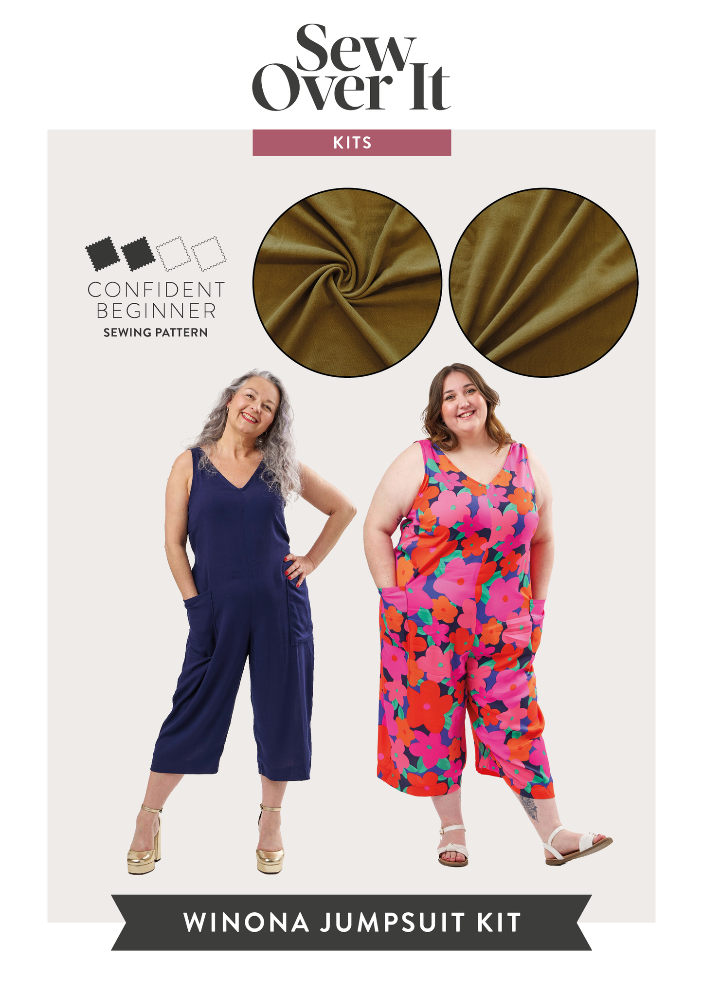 Winona Jumpsuit Kit - Khaki Viscose Linen