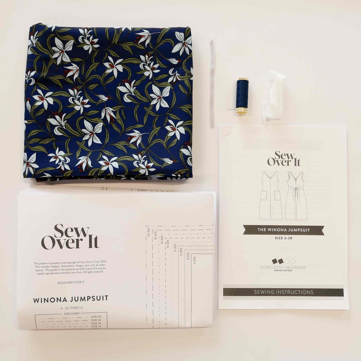 Winona Jumpsuit Kit - Navy Viscose