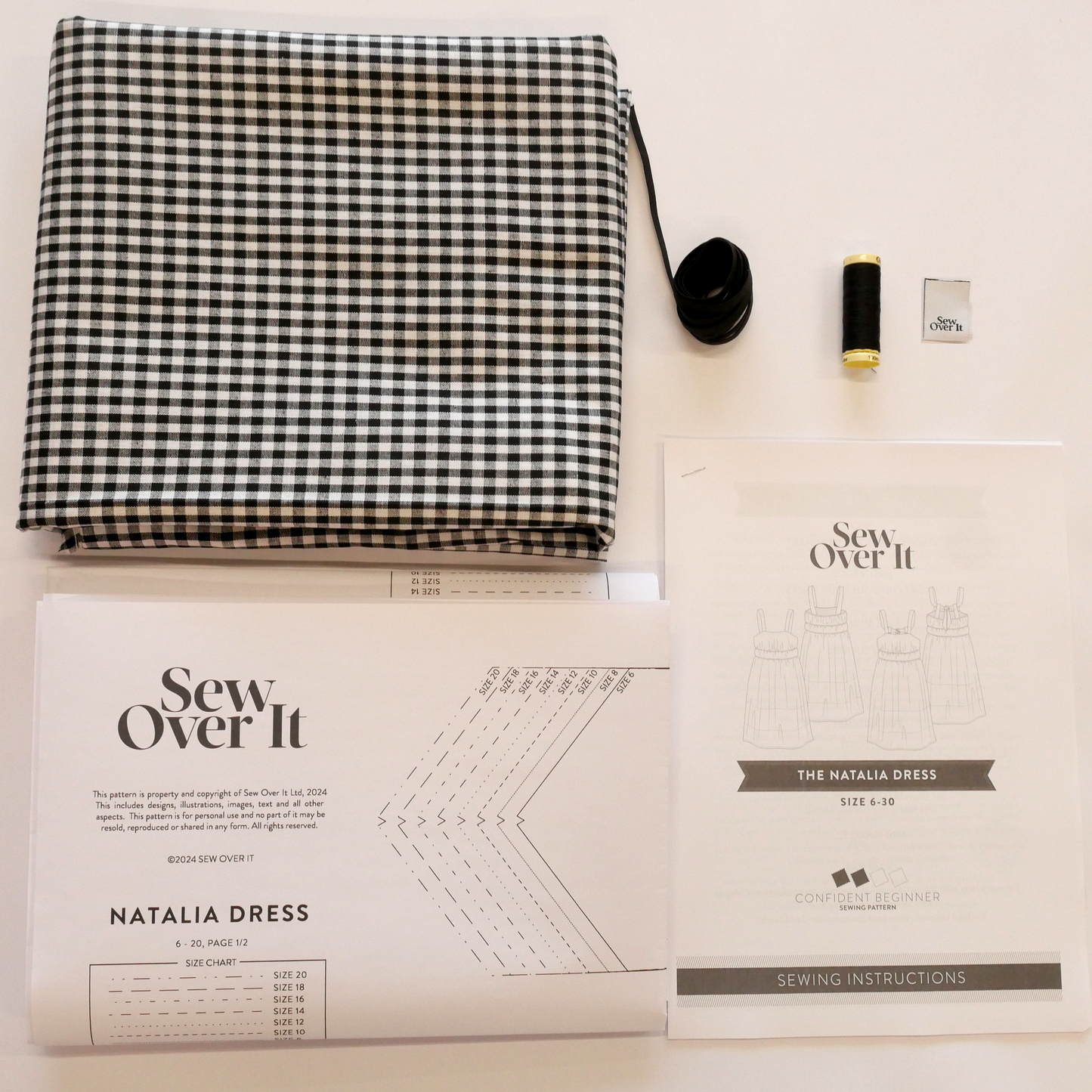 Natalia Dress Kit - Black Cotton Gingham