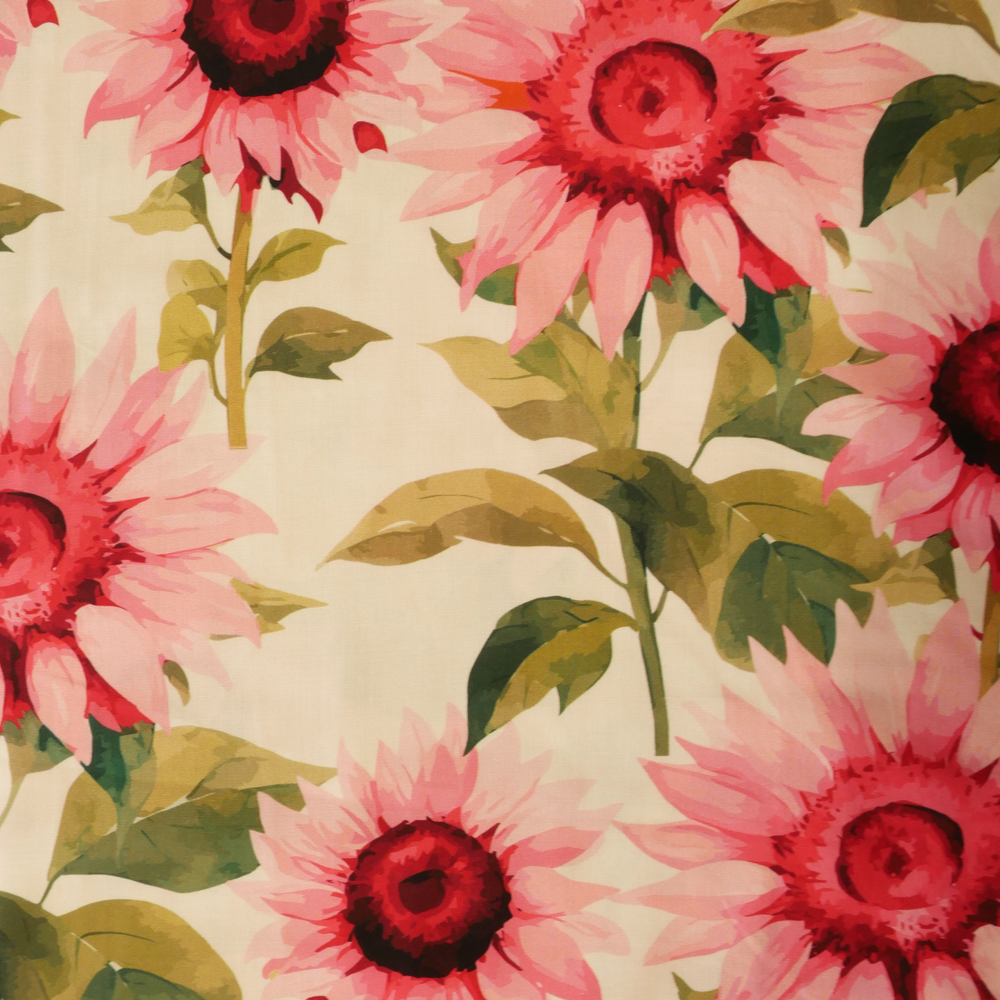 Pink Sunflowers Viscose Challis