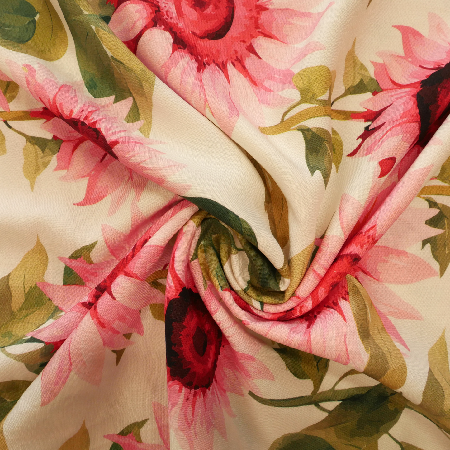 Pink Sunflowers Viscose Challis