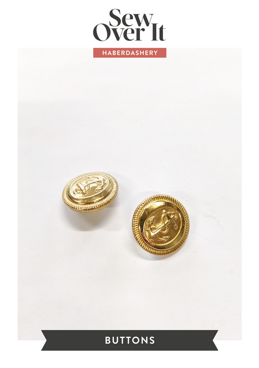 Gold Metal Anchor Buttons - 23mm (#B101)