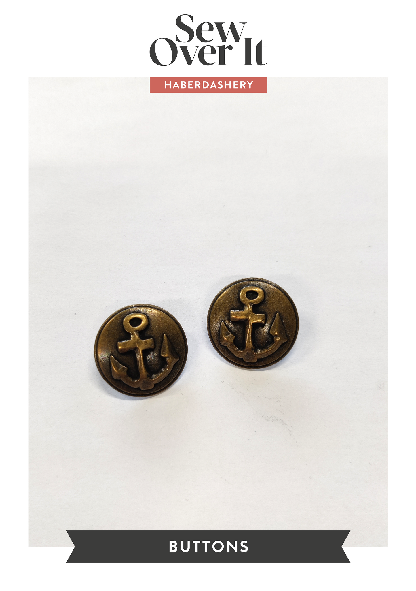 Bronze Metal Anchor Buttons - 23mm (#B27)