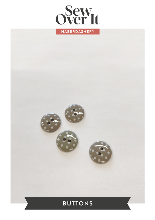 Grey Spotty Buttons - 16mm (#B31)