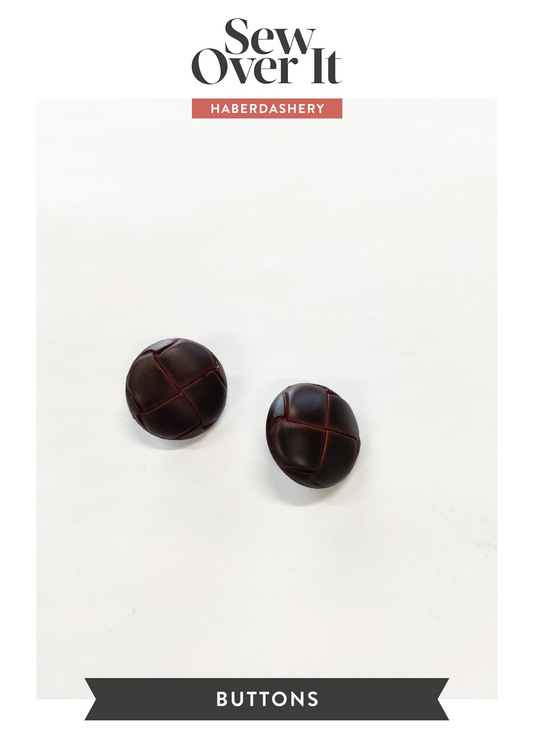 Brown Imitation Leather Shank Buttons - 23mm (#B87)