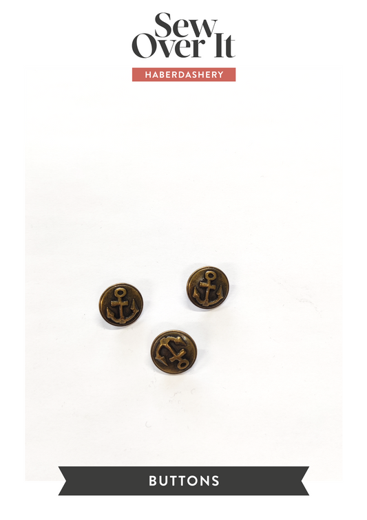 Bronze Metal Anchor Buttons - 15mm (#B91)