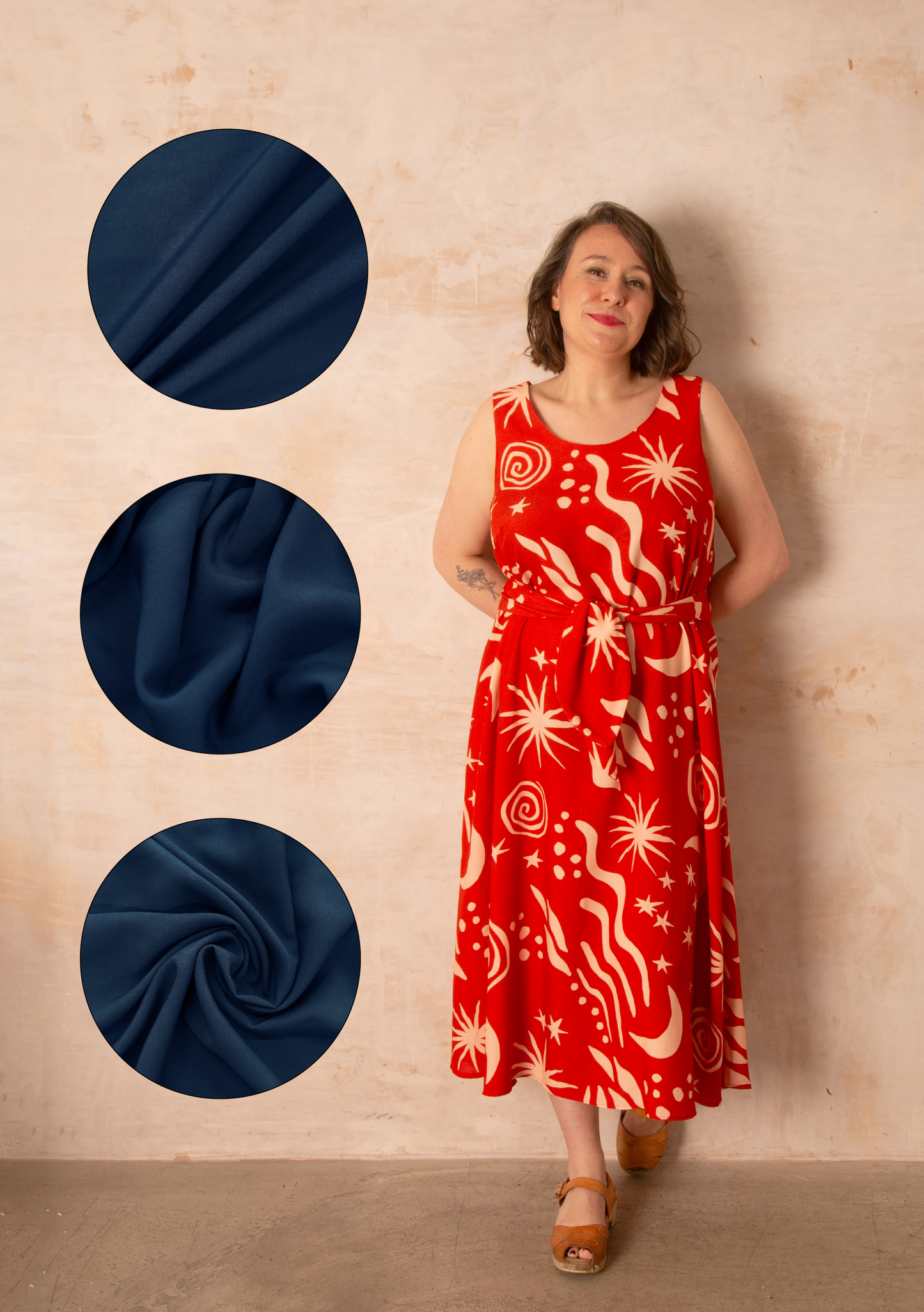 Hayley Dress Kit - Inky Blue Viscose Poplin