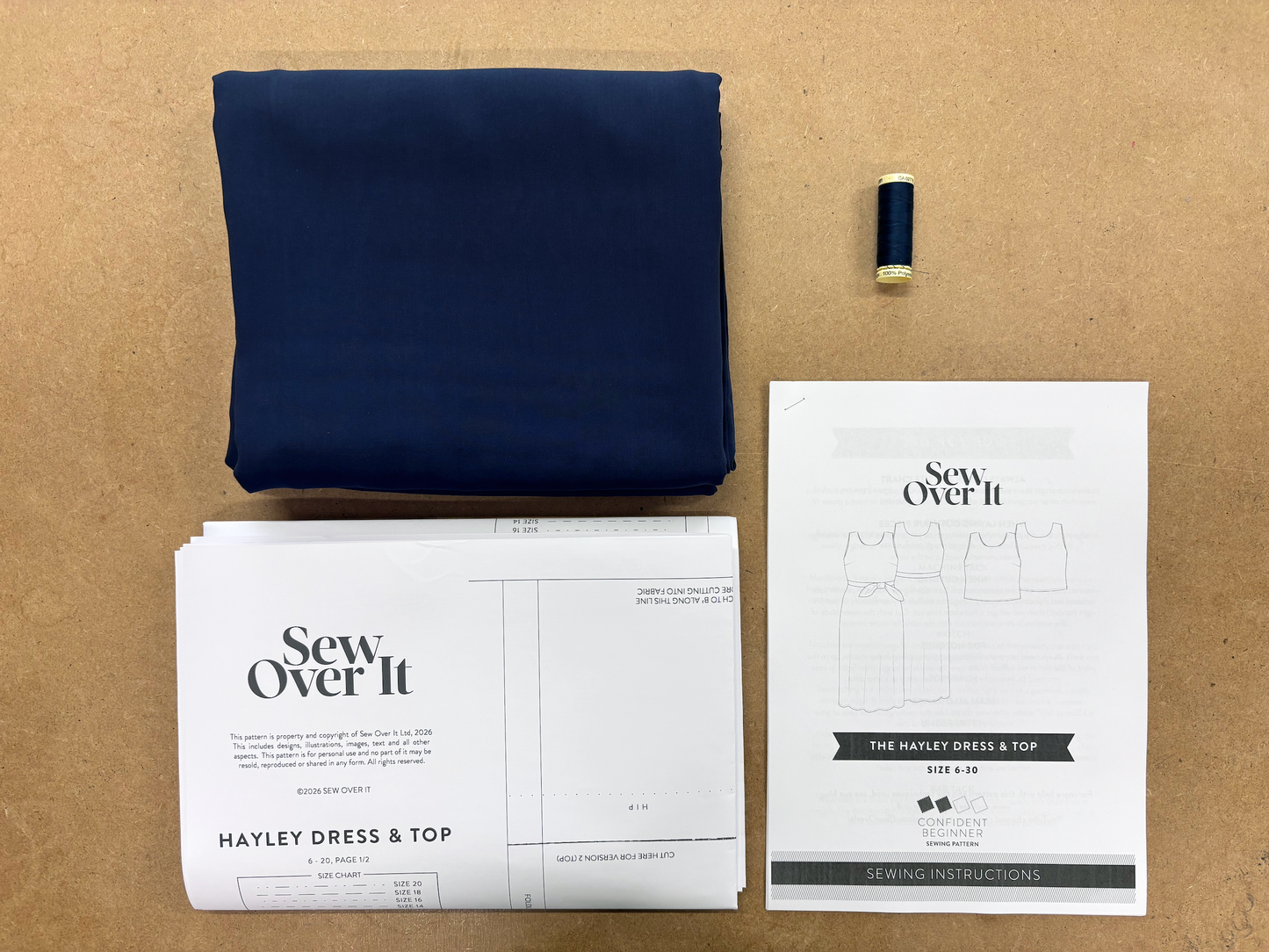 Hayley Dress Kit - Inky Blue Viscose Poplin