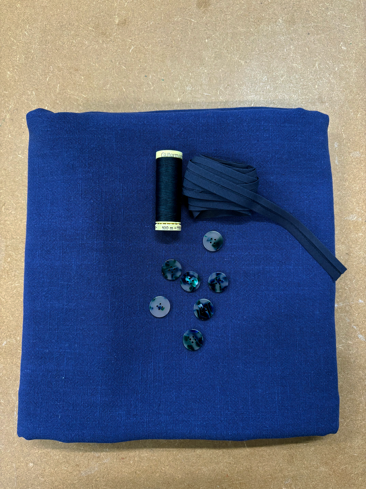 Sally Shirt Kit - French Navy Viscose Linen