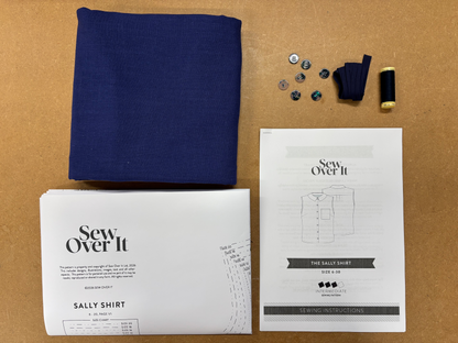 Sally Shirt Kit - French Navy Viscose Linen