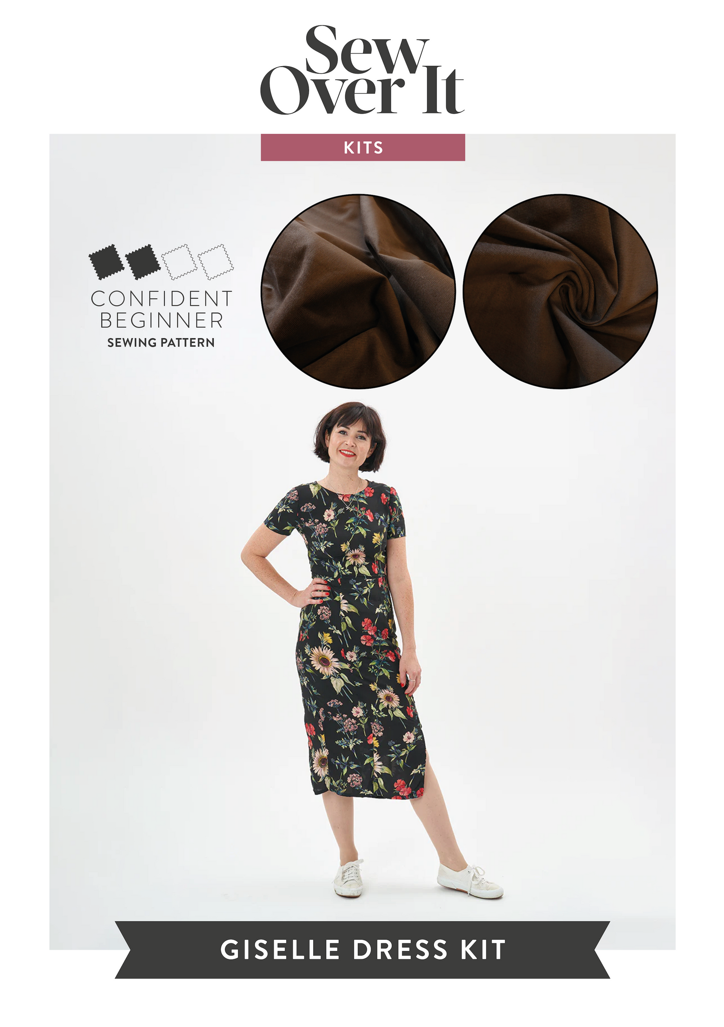 Giselle Dress Kit - Dark Brown Needlecord