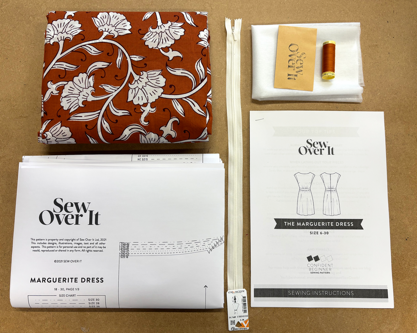 Marguerite Dress Kit - Copper Cotton Voile