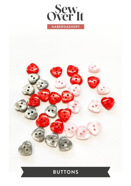 Heart Buttons - 12mm (Assorted Colours)