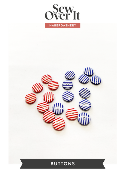 Striped Buttons - 13mm (Assorted Colours)