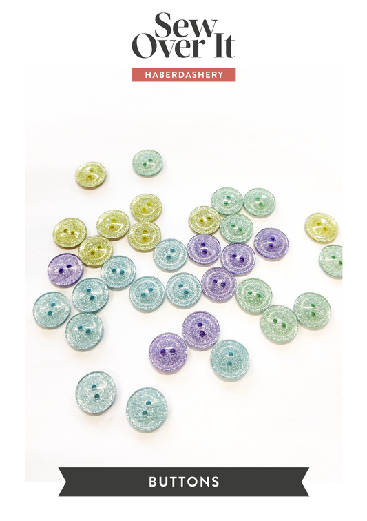 Glitter Buttons - 15mm (Assorted Colours)