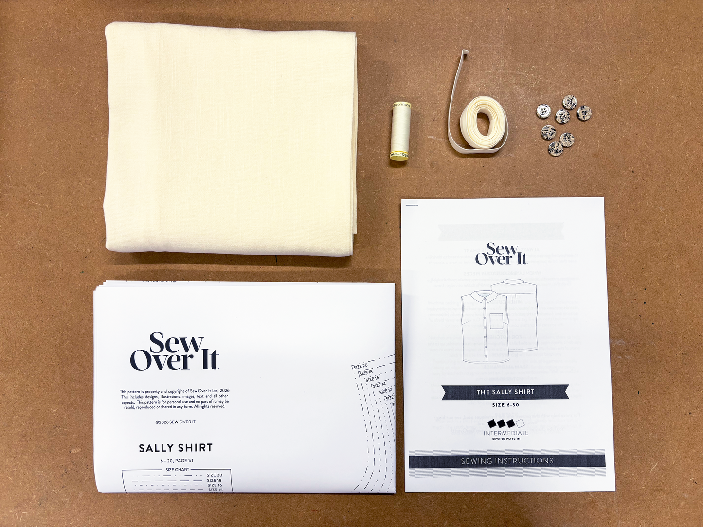 Sally Shirt Kit - Cream Viscose Linen