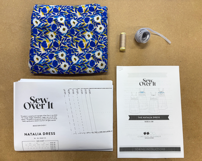 Natalia Dress Kit - Cobalt Meadow Viscose Lawn