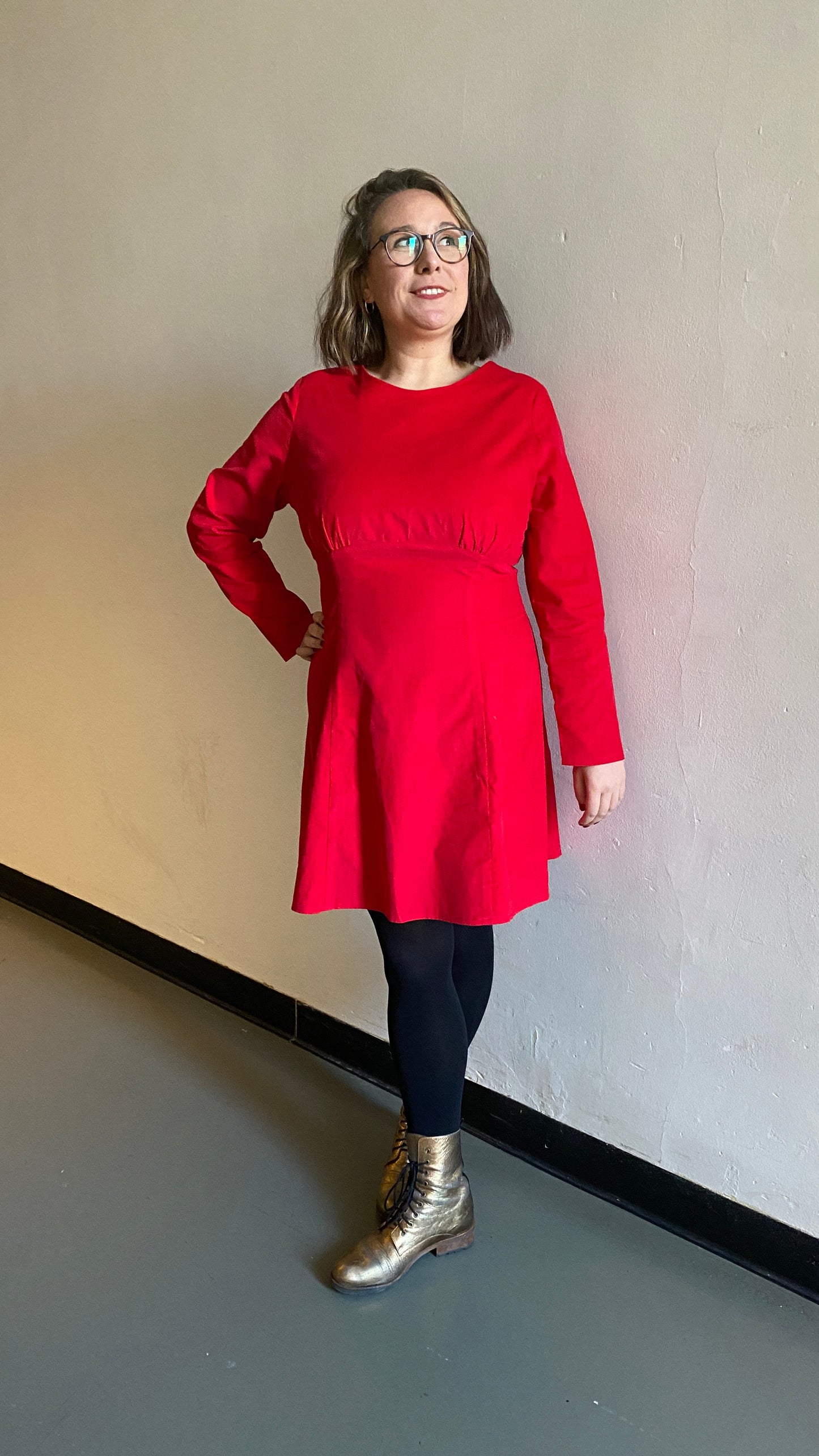 Aida Dress Kit - Red Needlecord