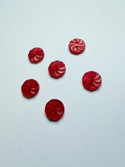 Red Swirl Buttons - 13mm (#C6)