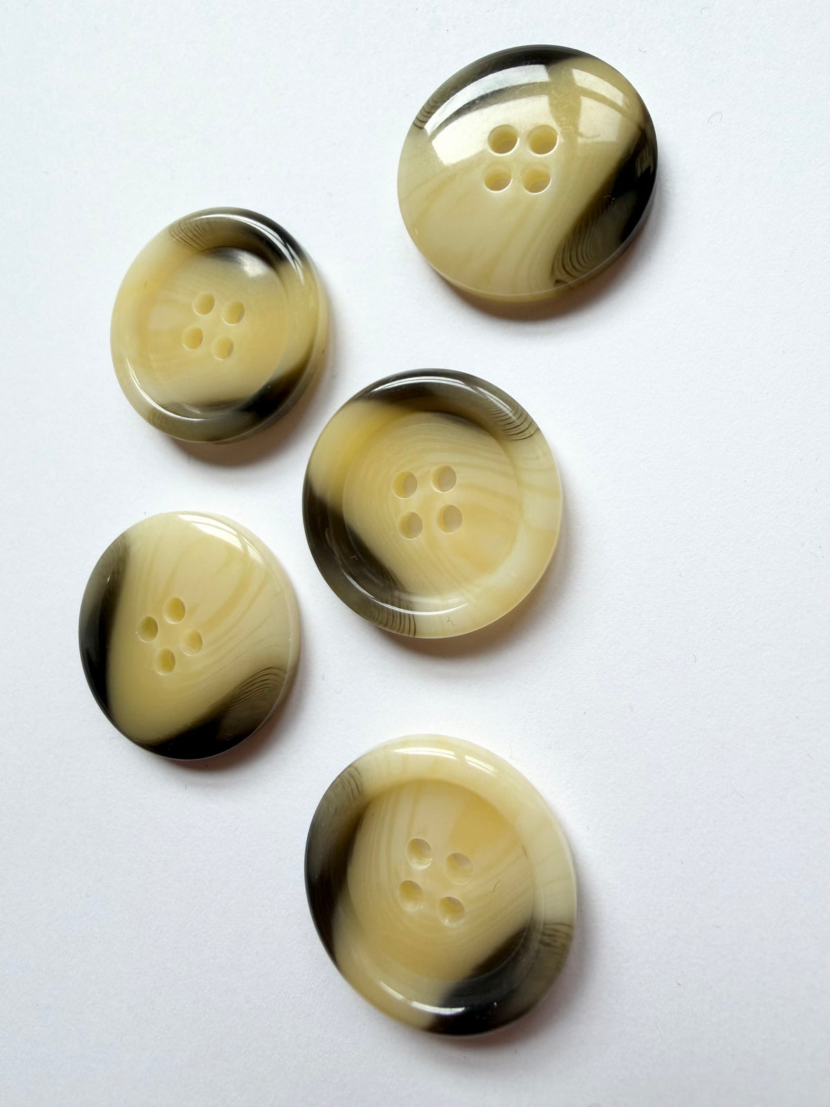 Cream & Gray Buttons - 25mm (#C8)