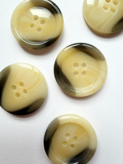 Cream & Gray Buttons - 25mm (#C8)