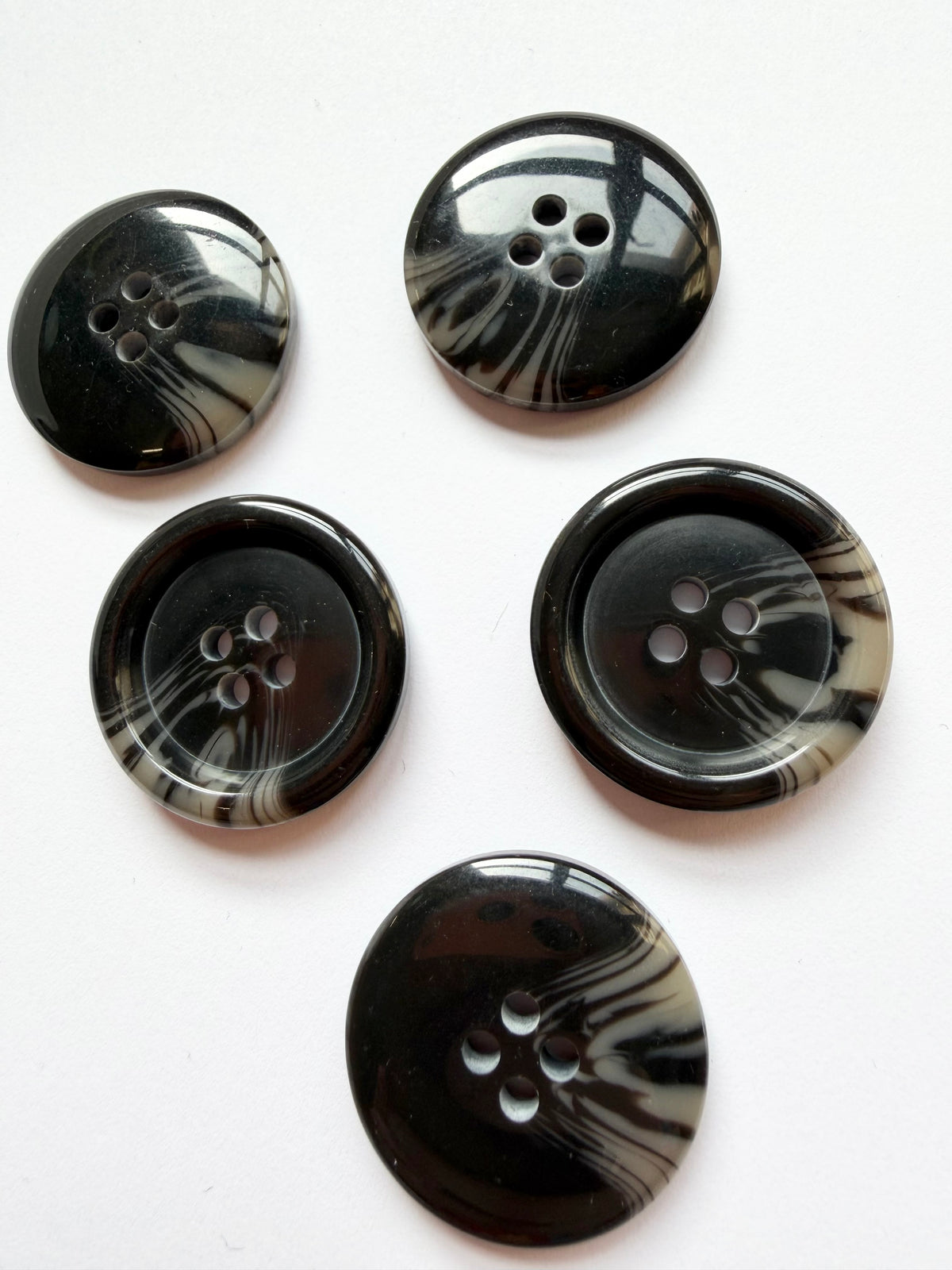 Black & Gray Buttons - 25mm (#C9)