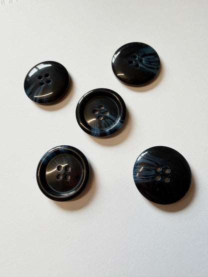 Black & Blue Buttons - 25mm (#C12)