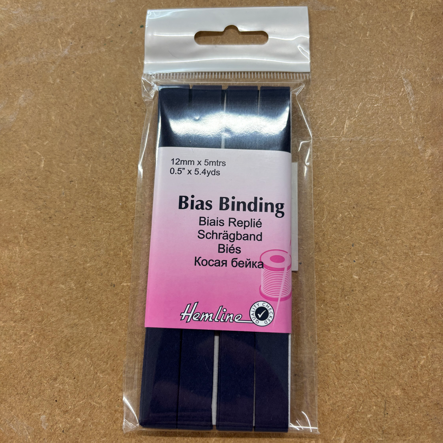 Navy Bias Binding - 12mm