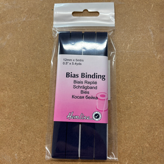 Navy Bias Binding - 12mm
