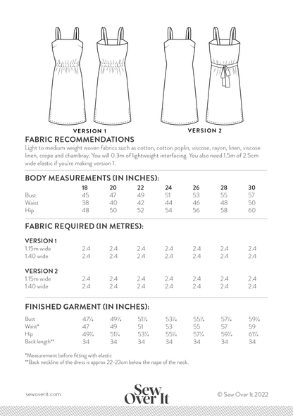 Oona Dress PDF Sewing Pattern