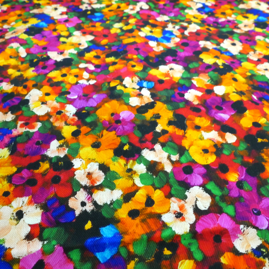 Viscose Cotton Twill- Painted Flowers