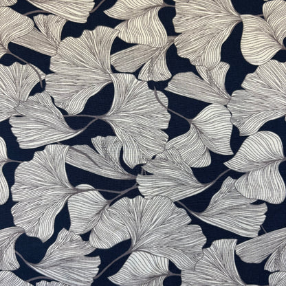 Viscose - Navy Ginkgo Leaves