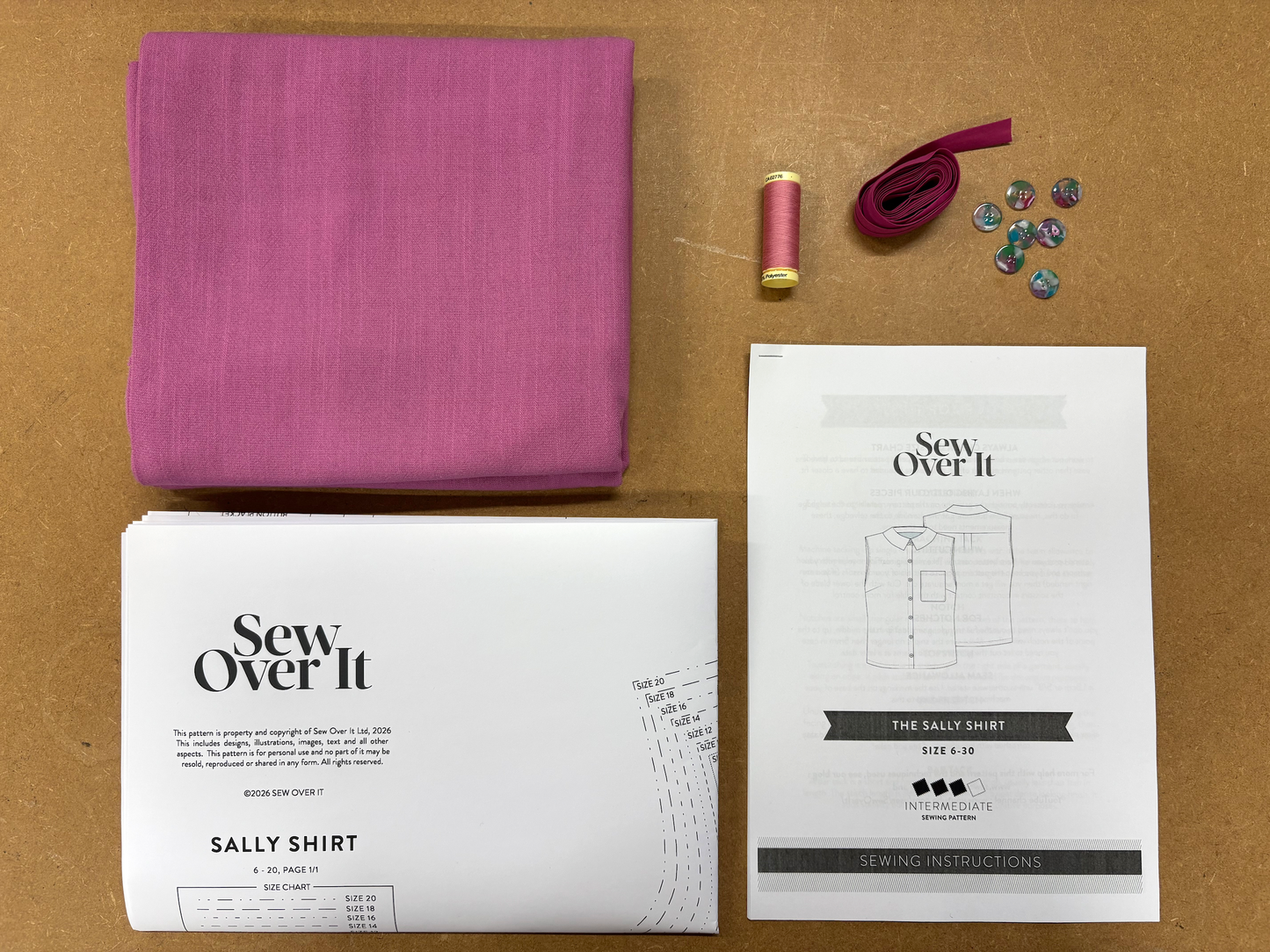 Sally Shirt Kit - Rose Viscose Linen