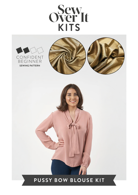 Pussy Bow Blouse Kit - Gold Textured Crepe