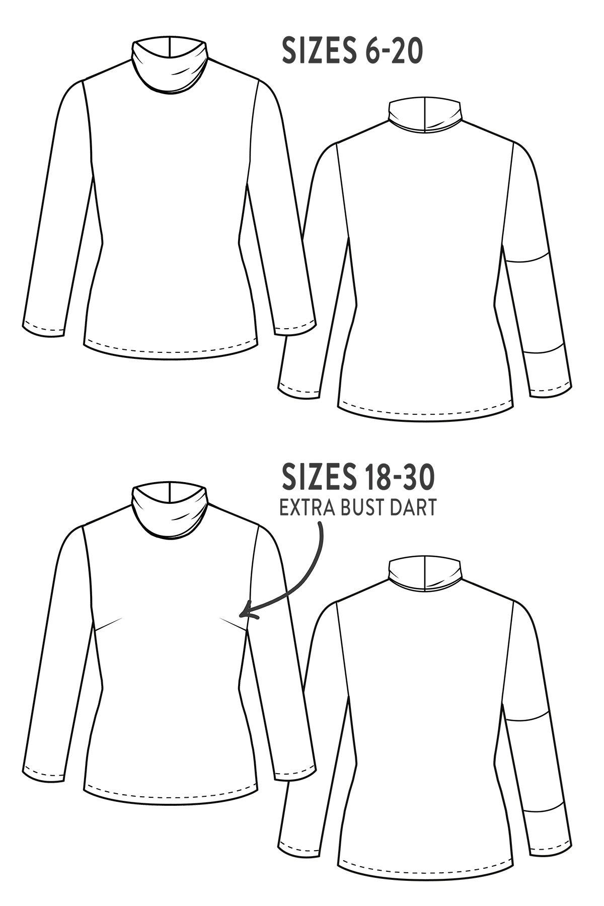 Ultimate T-Shirt Roll Neck Add-On PDF Sewing Pattern