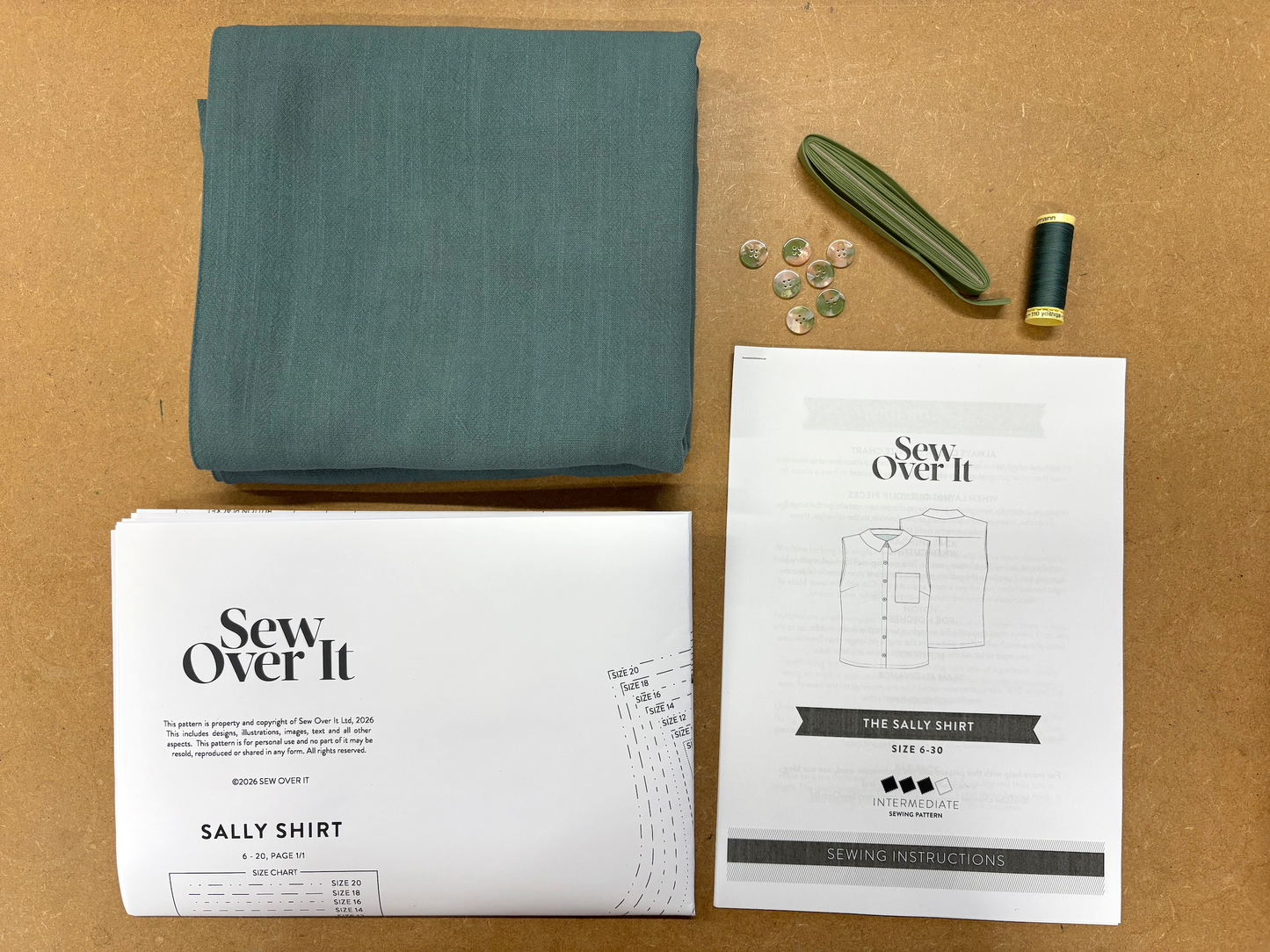 Sally Shirt Kit - Sage Viscose Linen